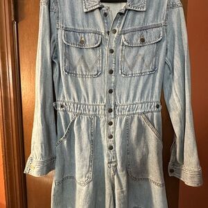 Wrangler Light Blue Denim Shorts Playsuit/Romper/Jumsuit